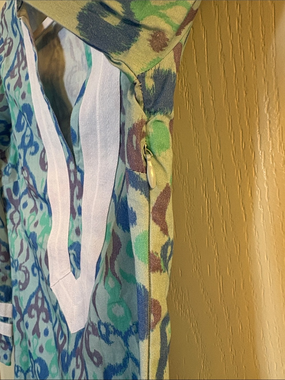 Sail to Sable | Blue & Green 100% Cotton Long Sleeve Caftan - Picture 13 of 16